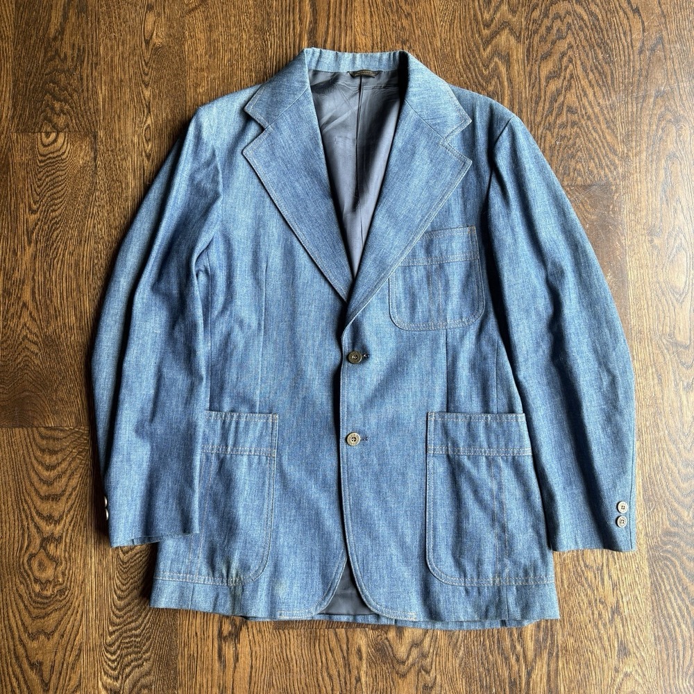 Vintage 70s Levis Panatela Denim Blazer Jacket 40R Sport Coat Leisure Western